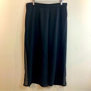 JOSEPH RIBKOFF Sz L Sheer Panels Wide Leg Zipper Closure Gaucho Pants Culottes